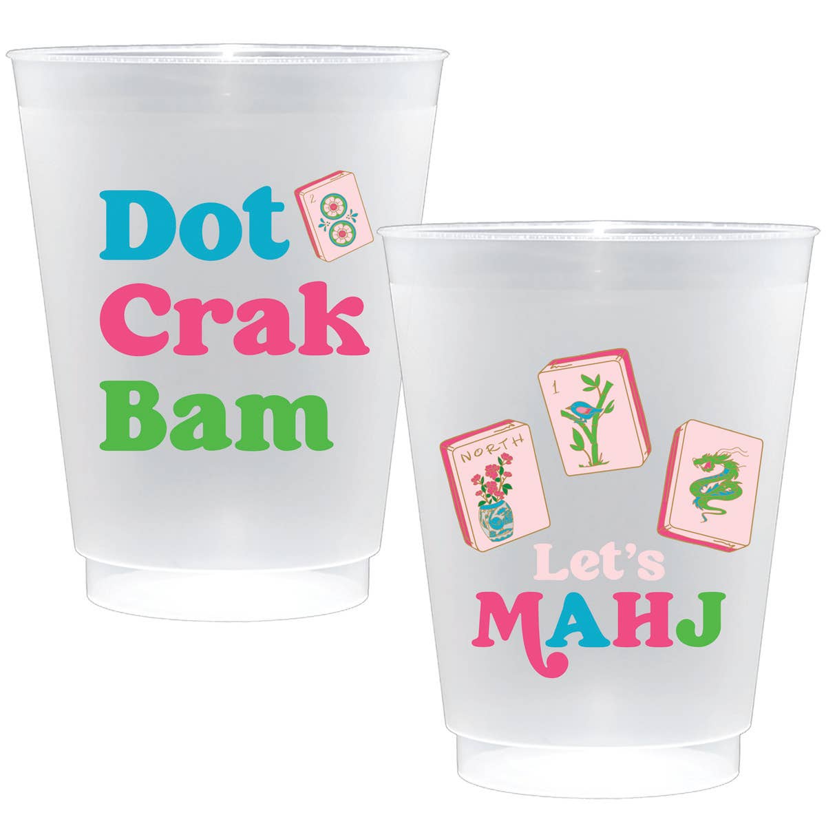 Canvas Style - Mahjong Shatterproof Frost Flex Plastic Cups (10)