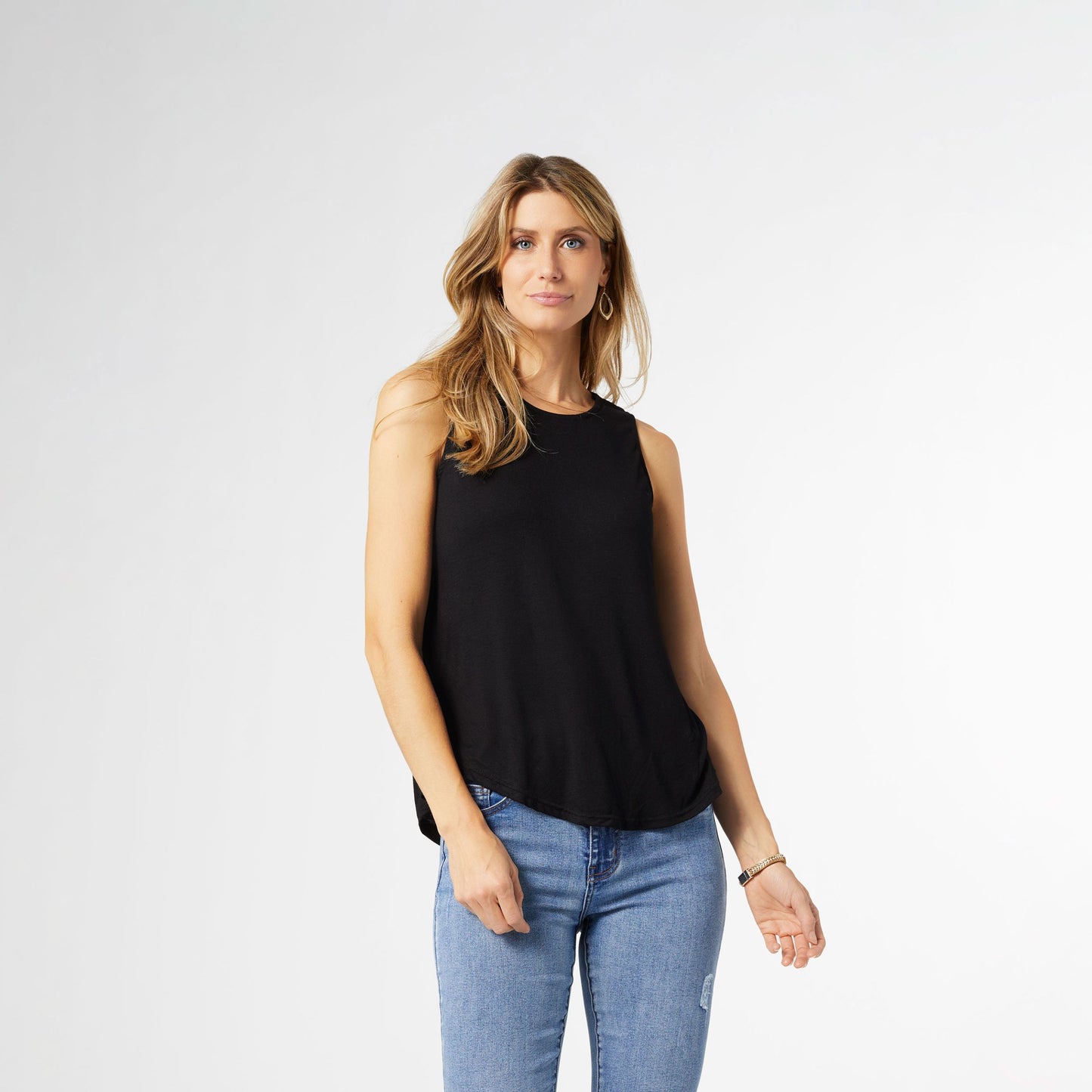 Erin Pleat Back Tank - Black L/XL