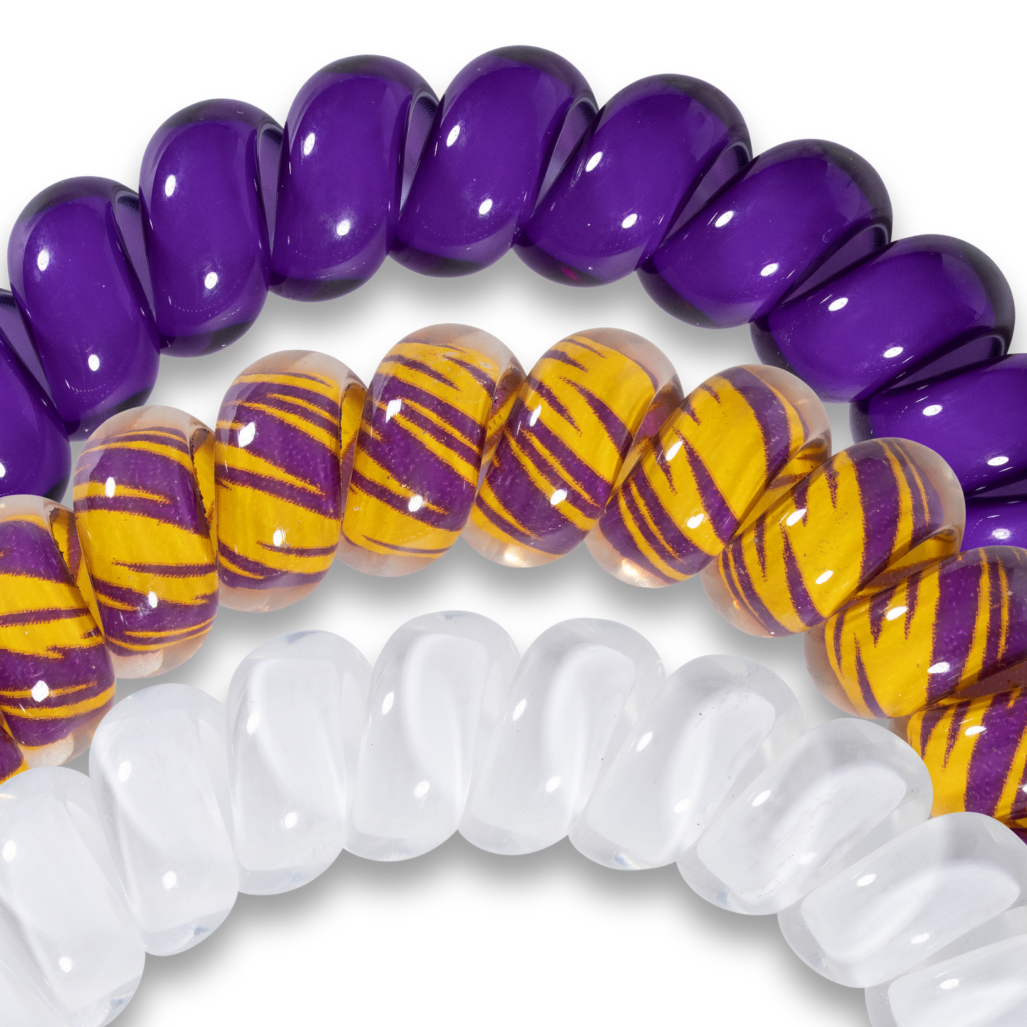 TELETIES - Spiral Hair Coils | Large | LSU Hair Ties