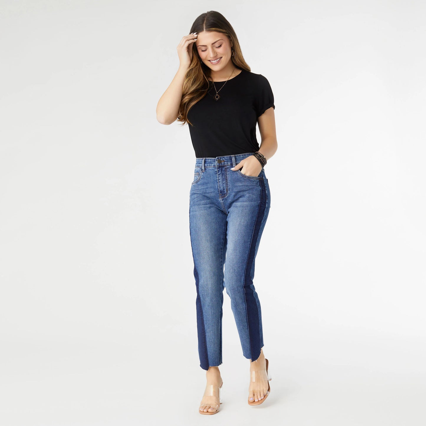 Coco+Carmen EverStretch Straight Leg Crop Jean with Dark Wash Inset