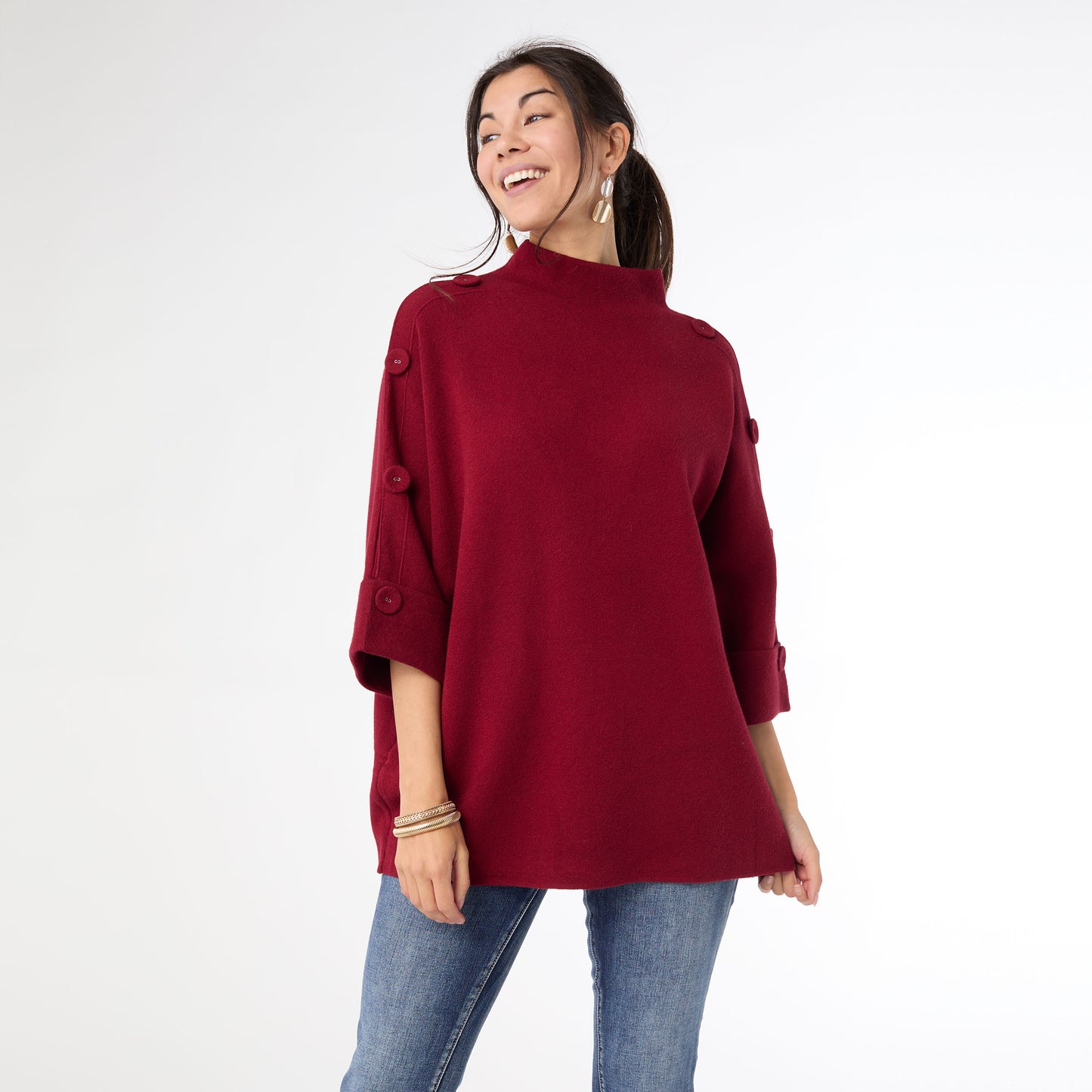 L/XL - Heavenly-Luxe Elbow Sleeve Funnel Neck...