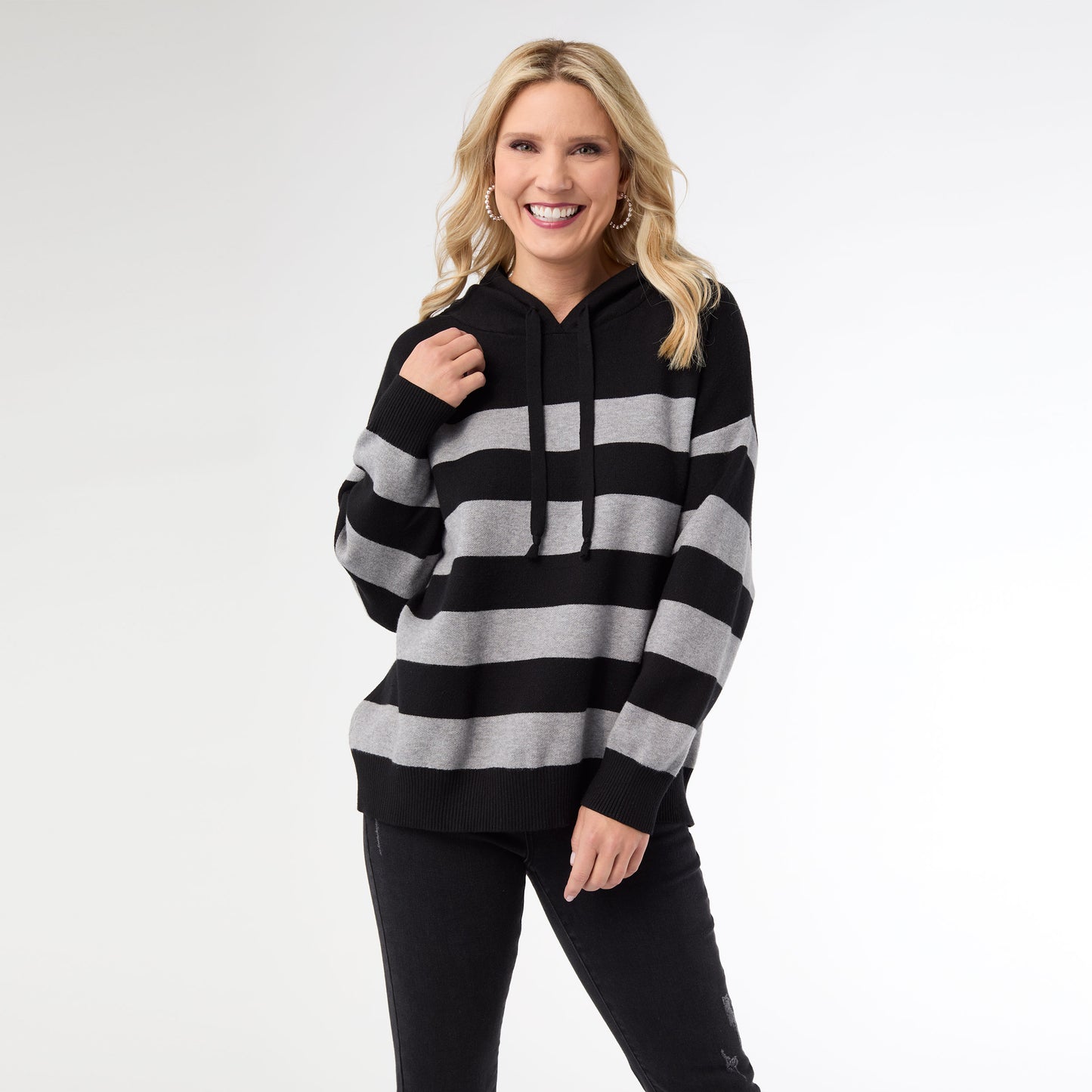 S/M - Heavenly-Luxe Stripe Pullover with Hood...