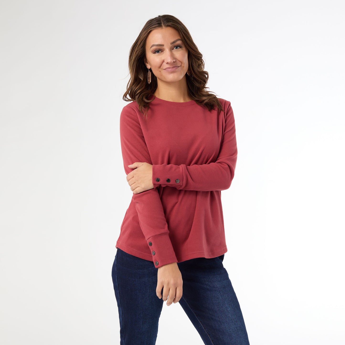 Alexis Super Soft Top with Snap Cuff - Brick XXL