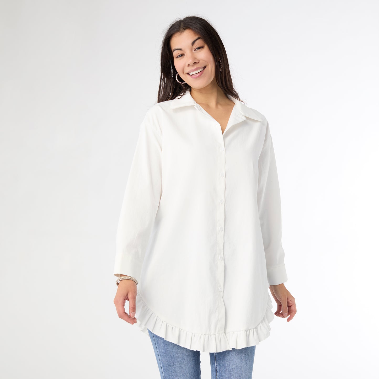 L/XL - Dominique Tunic Top with Ruffle Bottom...