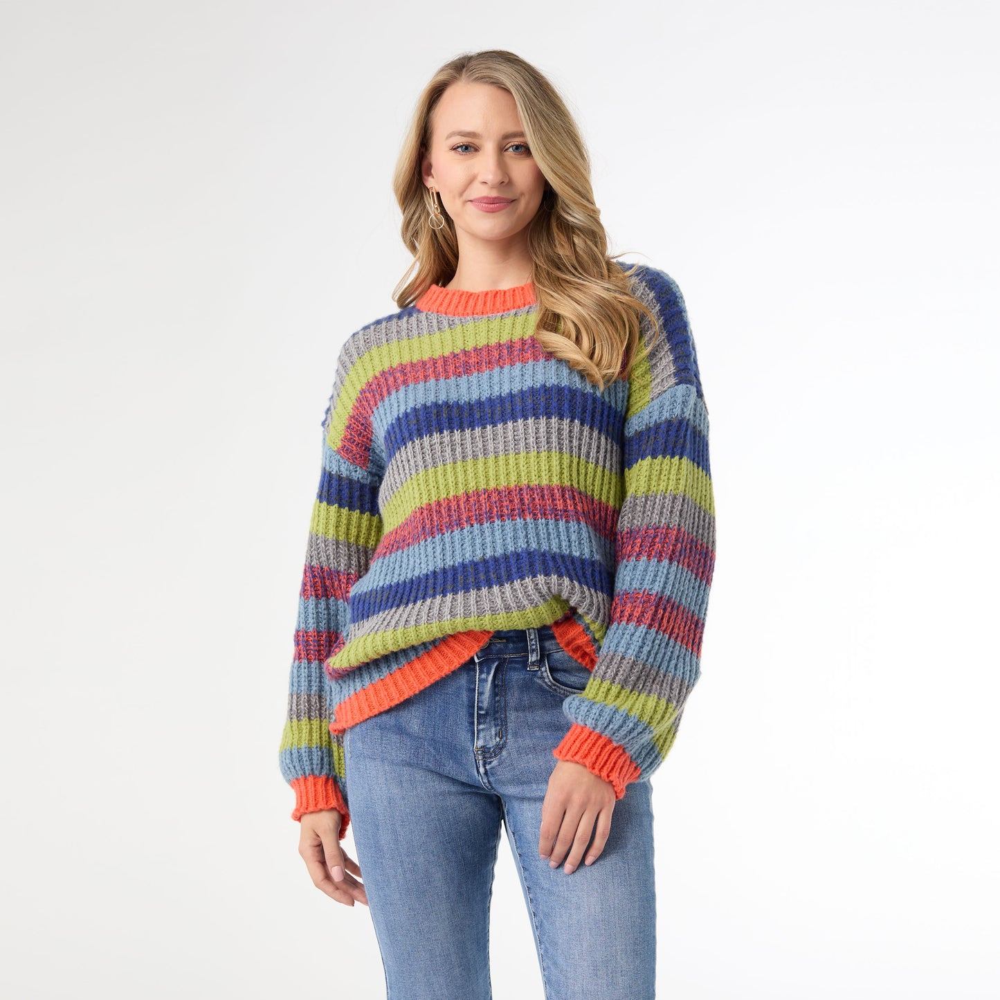 S/M - Ronado Multi Stripe Crew Neck Sweater...