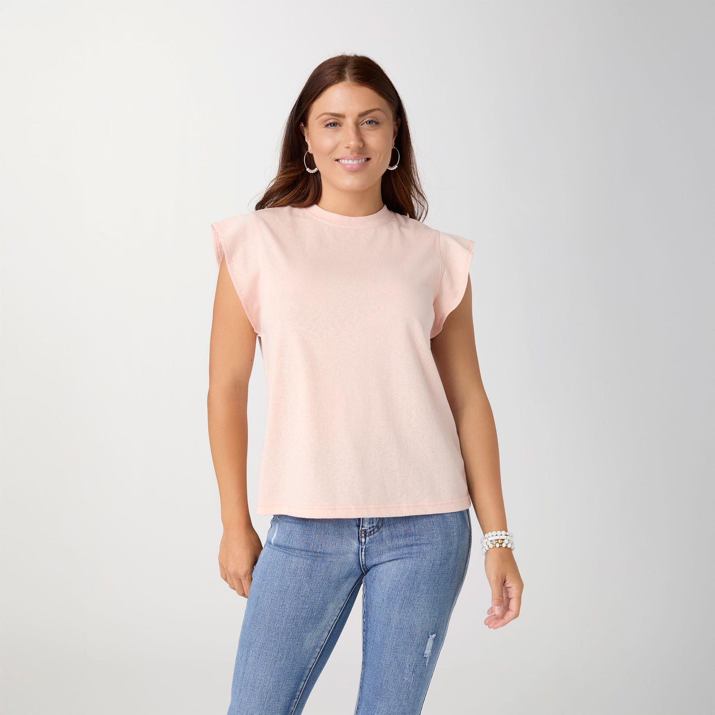 Lilly Ruffle Cap Sleeve Top - Soft Coral S/M