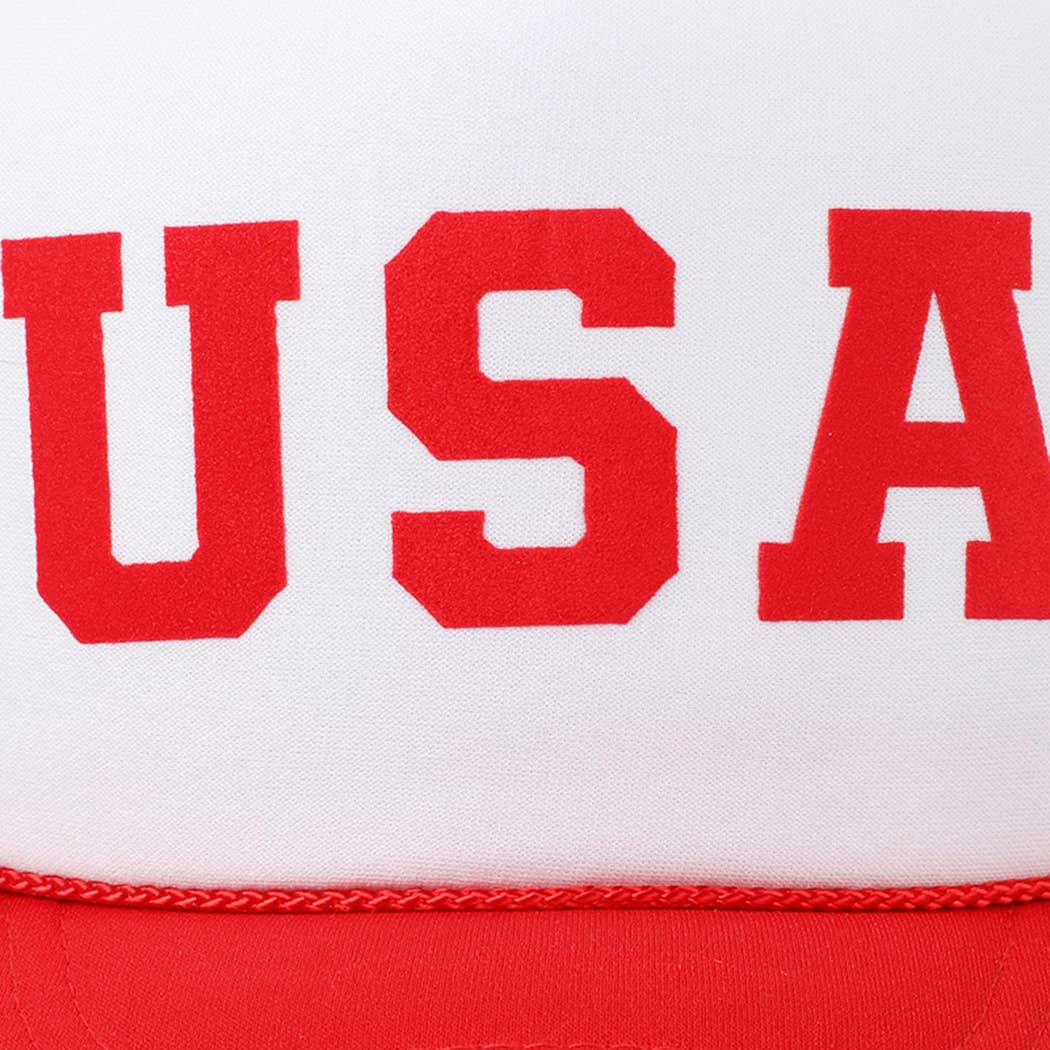 Fashion City - USA Letter Suede Like Logo Print Foam Trucker Hat
