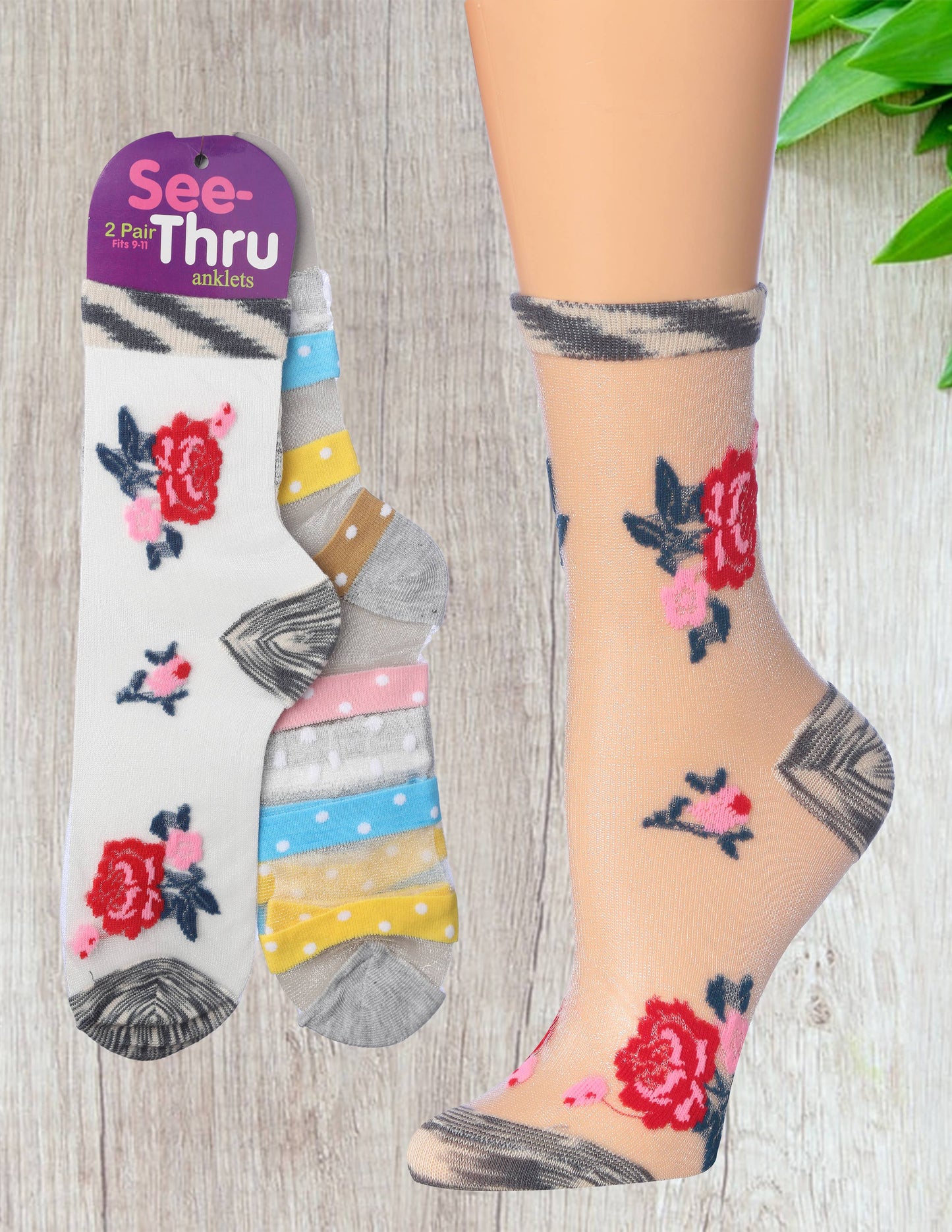 Women's Tipi Toe 2 Pack Sheer Mesh Lace Anklets Socks