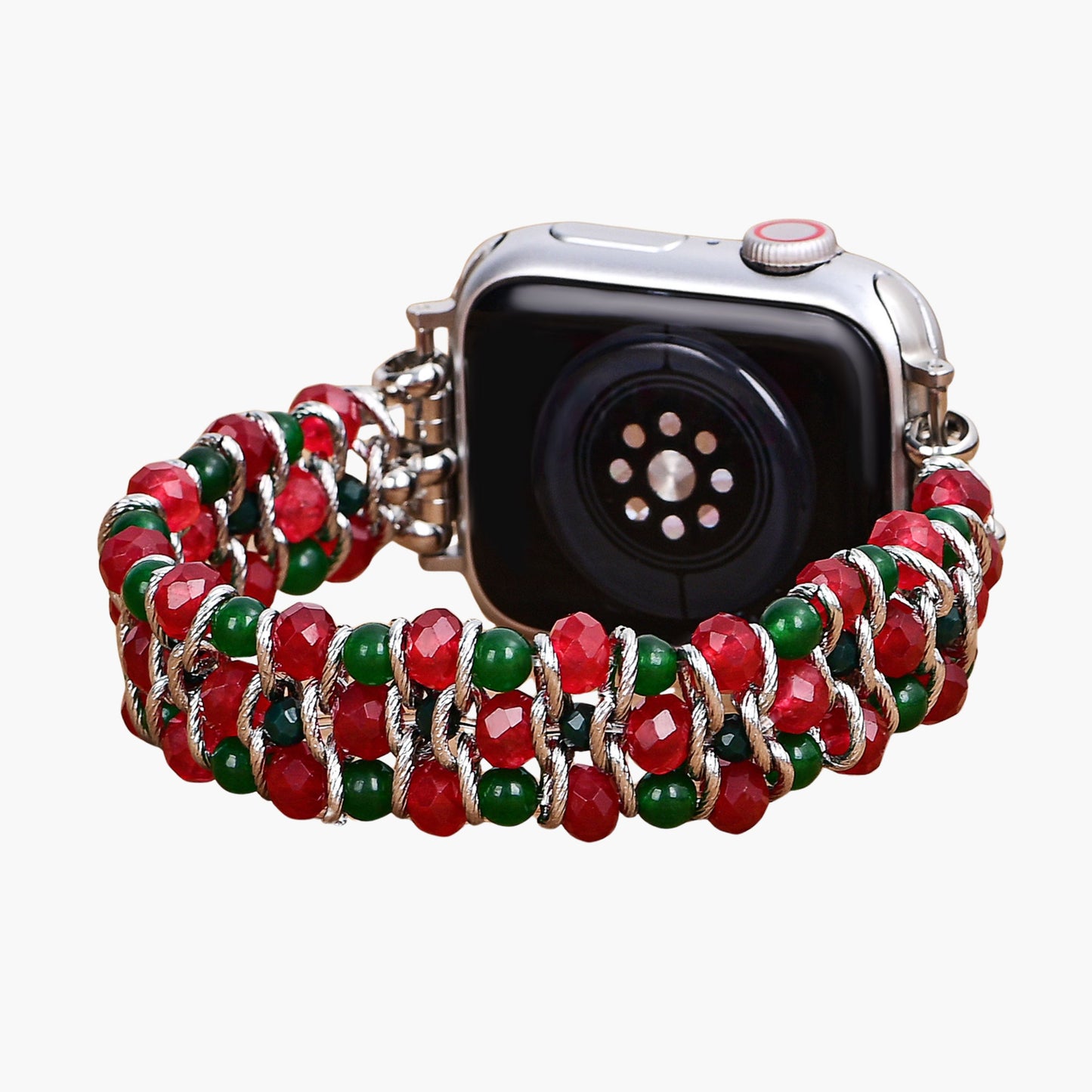 Christmas Charm Stretch Apple Watch Strap - Silver