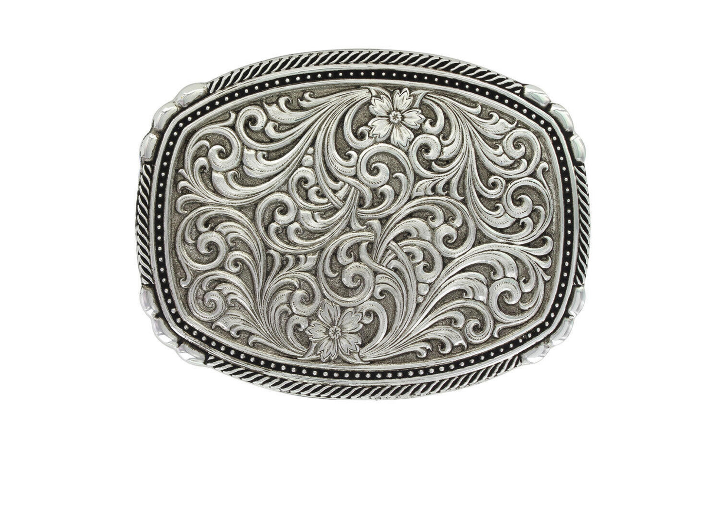 Montana Silversmith Retro Silver Western Wear Filigree/Floral Belt Buckle