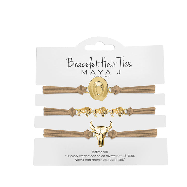 Maya J Western Hair Tie- Beige Elastic Yellow Hat
