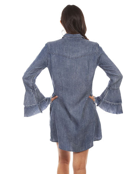 Scully Western Yoke Shirt Dress Bell Sleeve