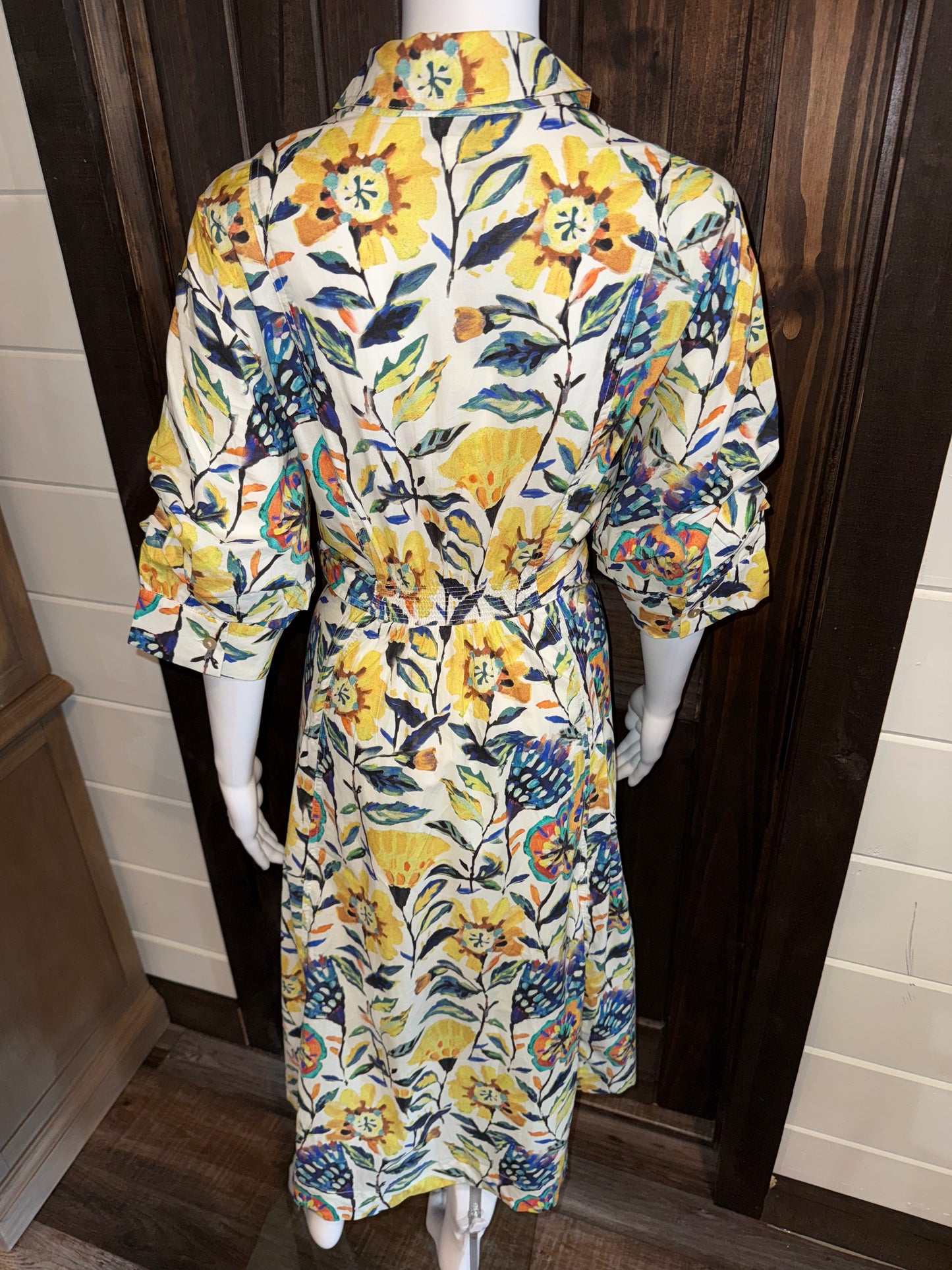 Pinch Floral Button Down Midi Dress