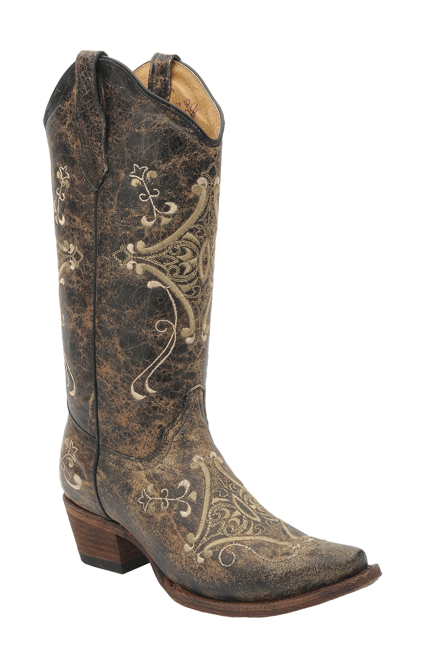 Circle G Crackle Bone Embroidered Boots