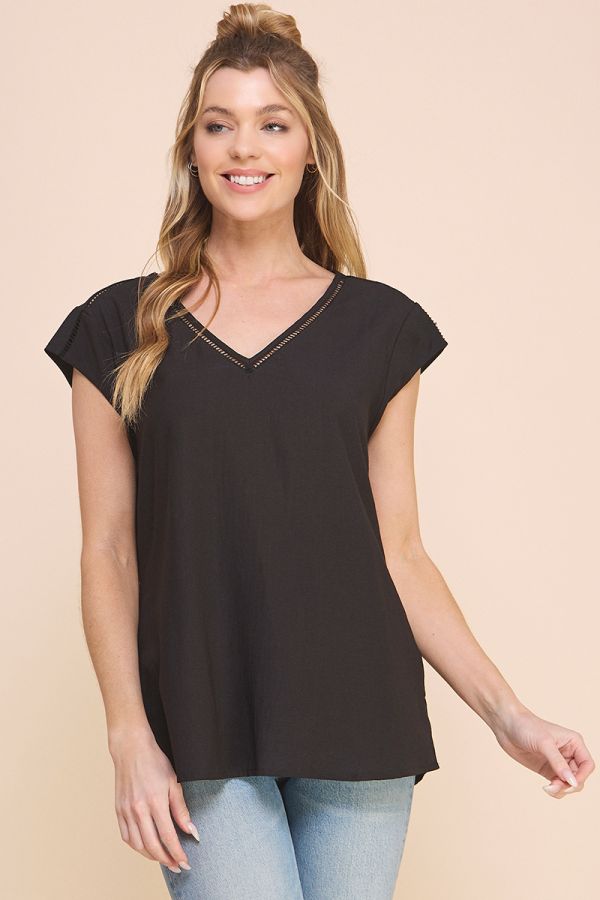 Allie Rose Short Sleeve V Neck Blouse