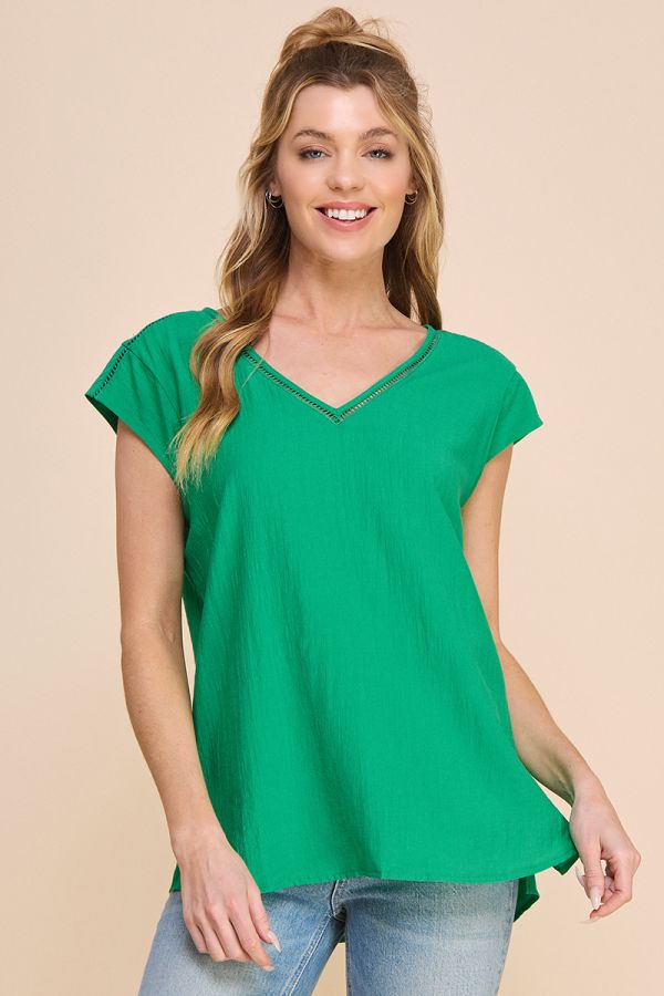 Allie Rose Short Sleeve V Neck Blouse