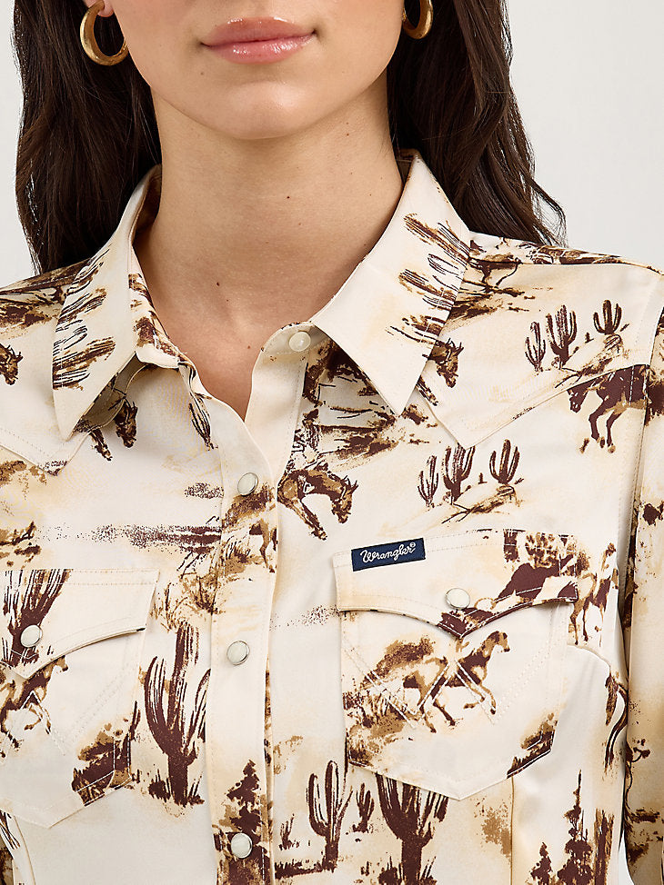 Wrangler Bold Bucking Cowboy Western Snap Shirt