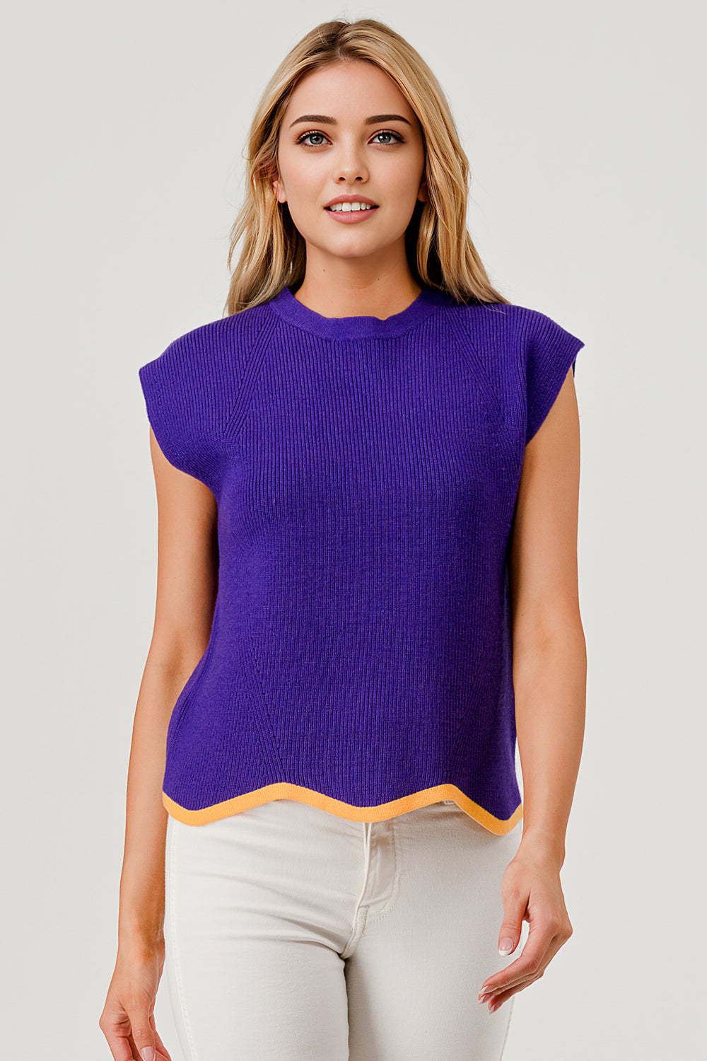 Pixi + Ivy Game Day Scalloped Sweater Top