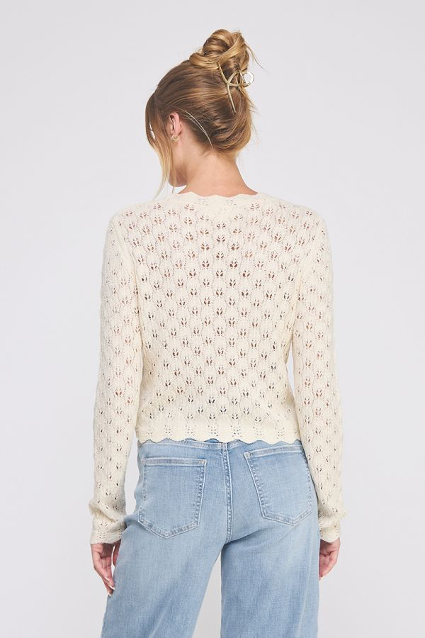 Allie Rose Pointelle Tie Cardigan