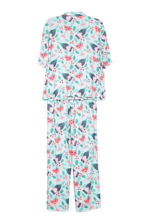 Katydid Holiday Champagne, Coupes & Holly Pajama Set