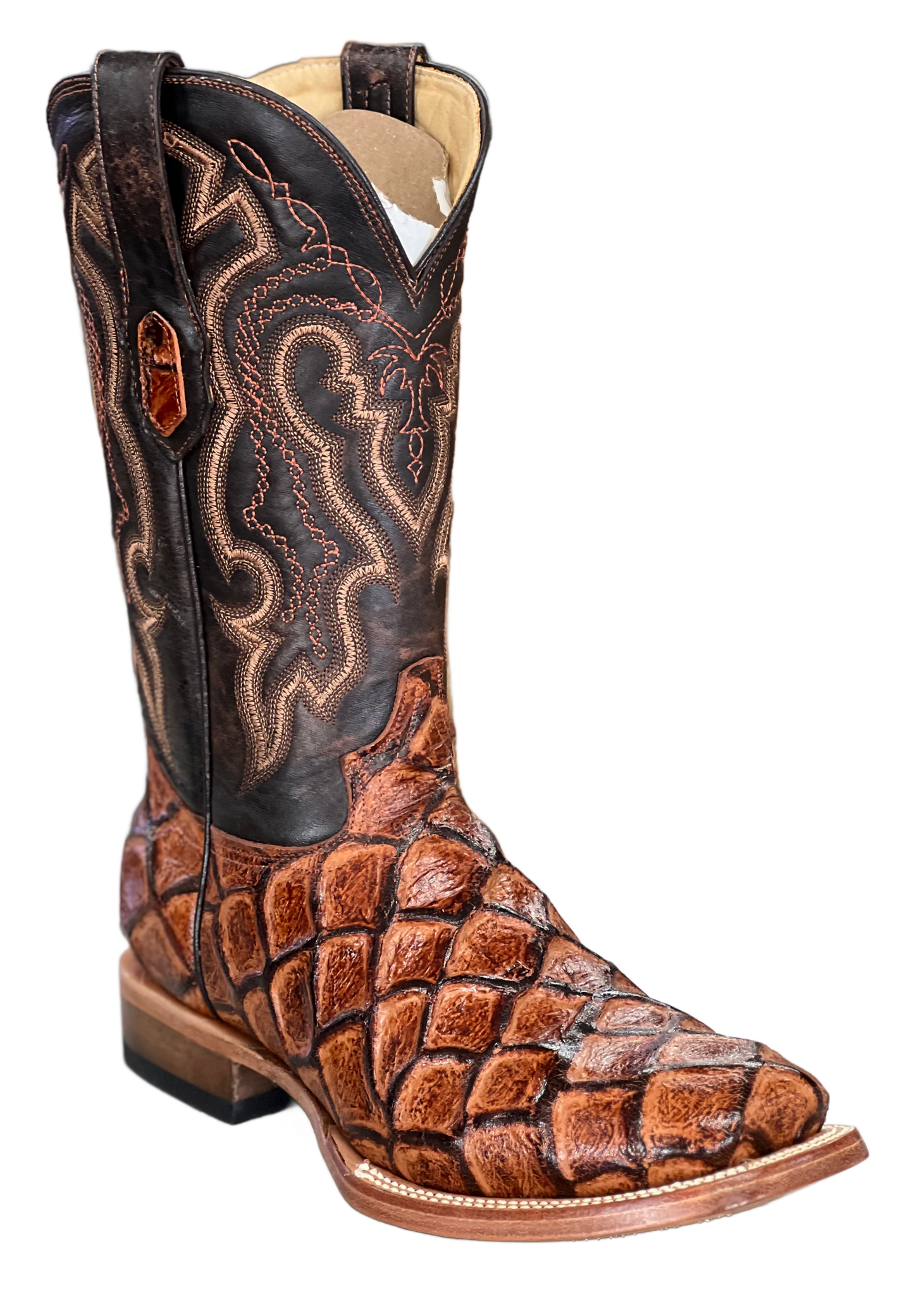 Cowtown Cognac Fish Print Boots