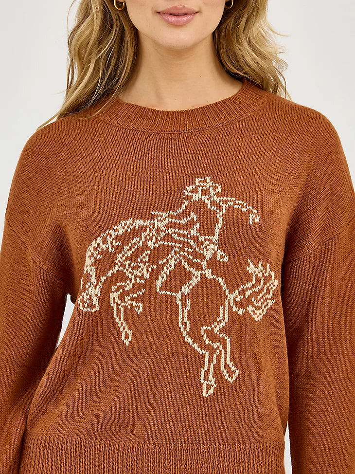 Wrangler Women’s Horse Intarsia Crew Neck Sweater