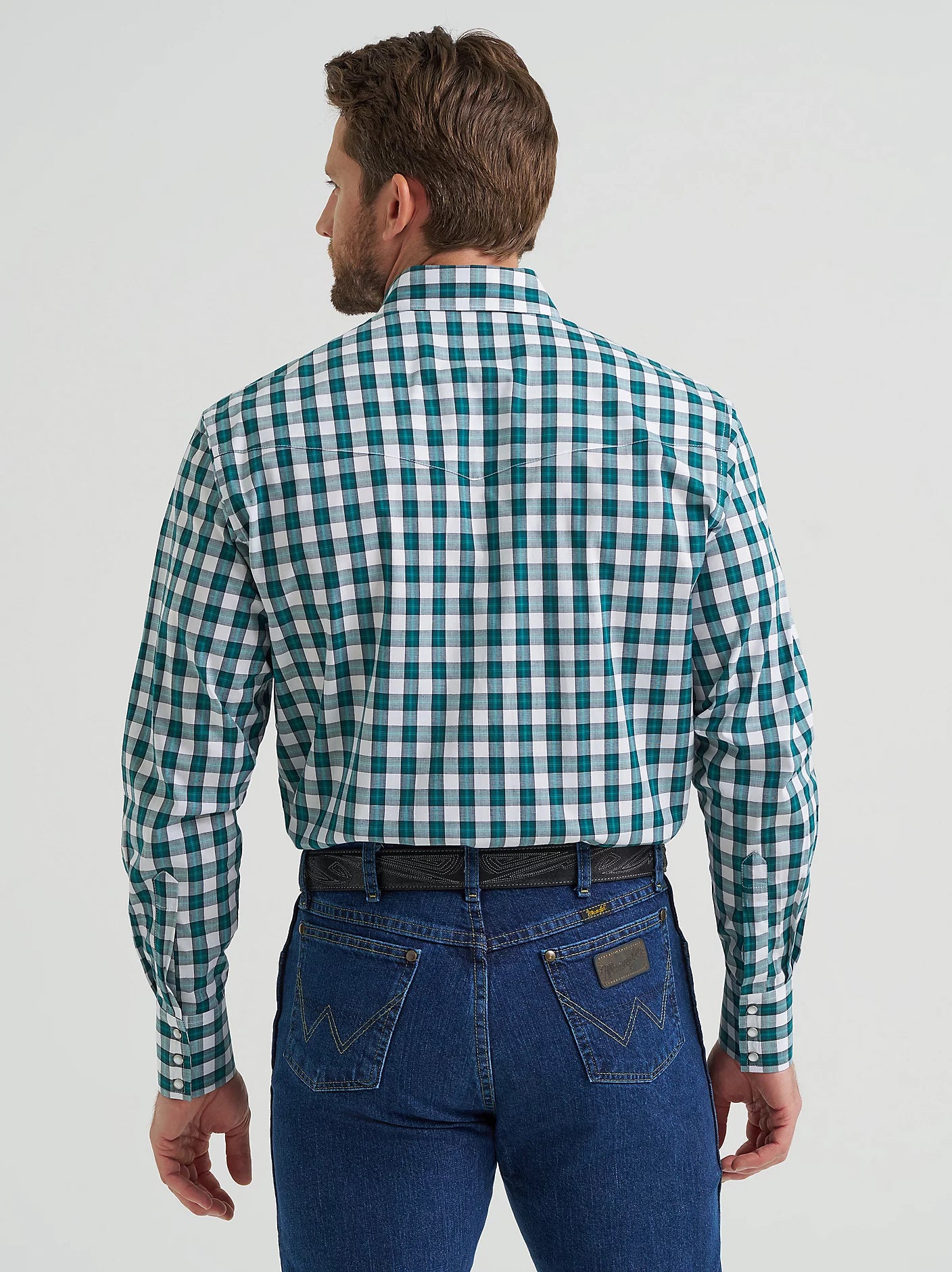 Wrangler Men’s Wrinkle Resist Western Snap Plaid Shirt