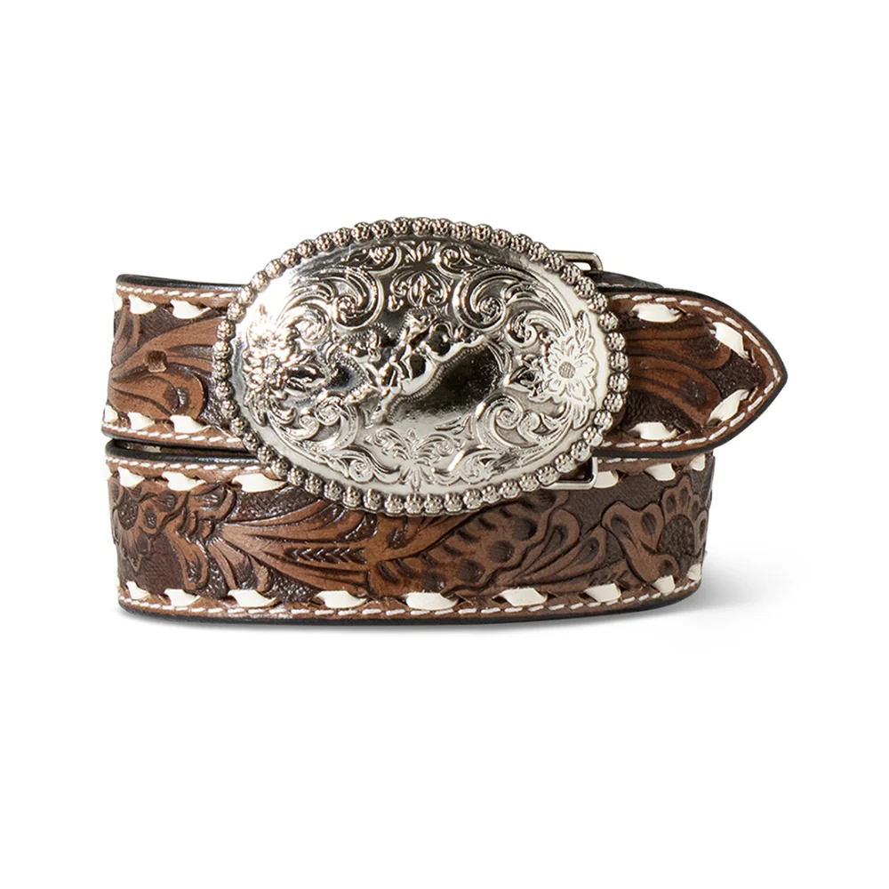 M&F Ariat Boy’s Floral Brown Belt