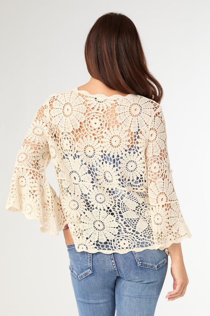Coco+Carmen Kristen Elbow Sleeve Crochet Top
