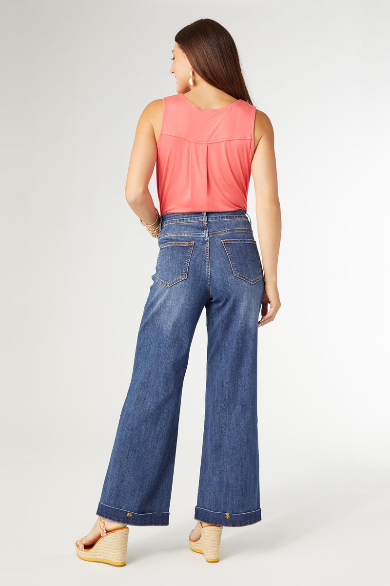 Coco+Carmen Bambu Soft Wide Leg Pants with Floral Studs
