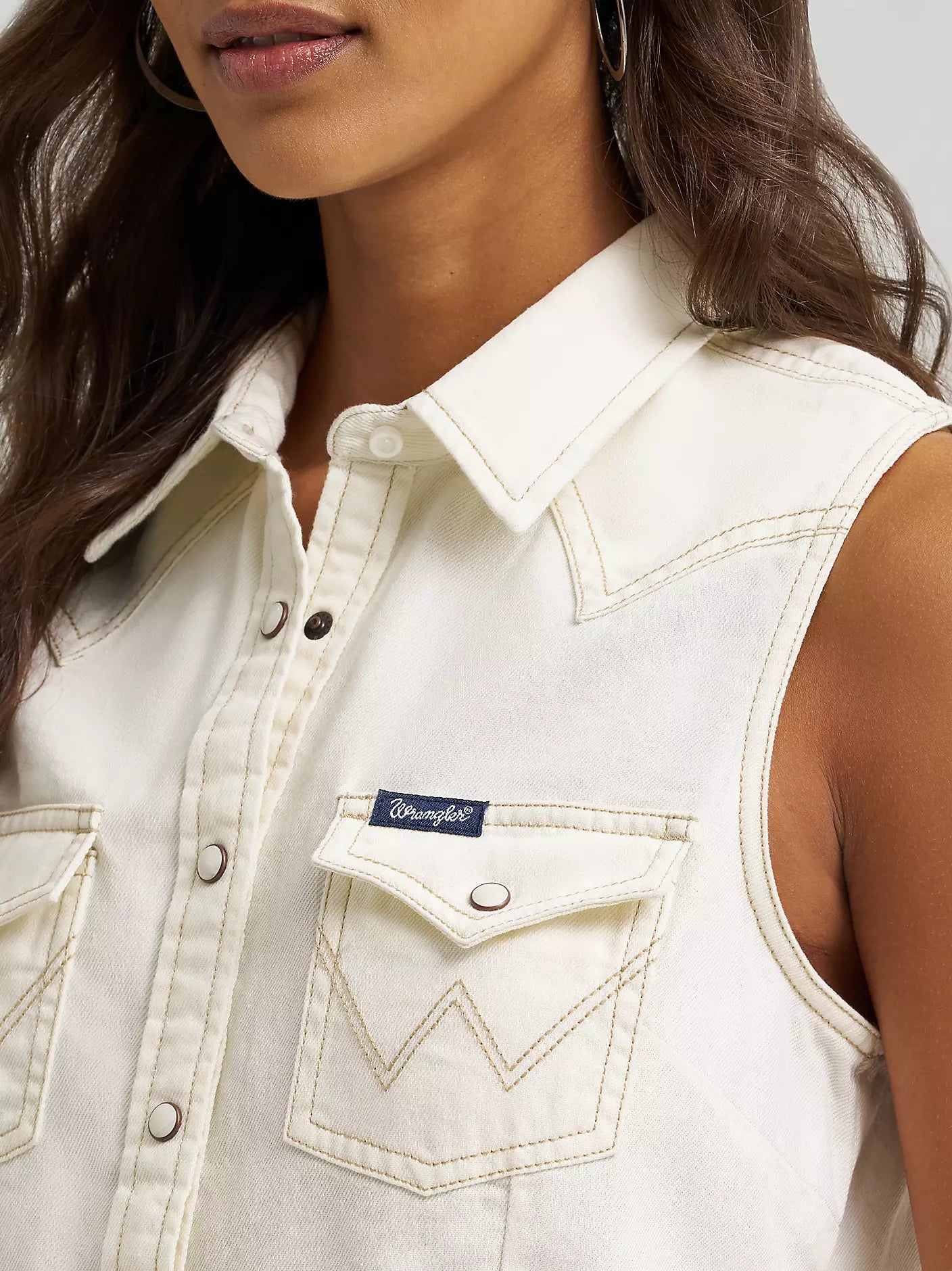 Wrangler Women’s Sleeveless Denim Snap Shirt