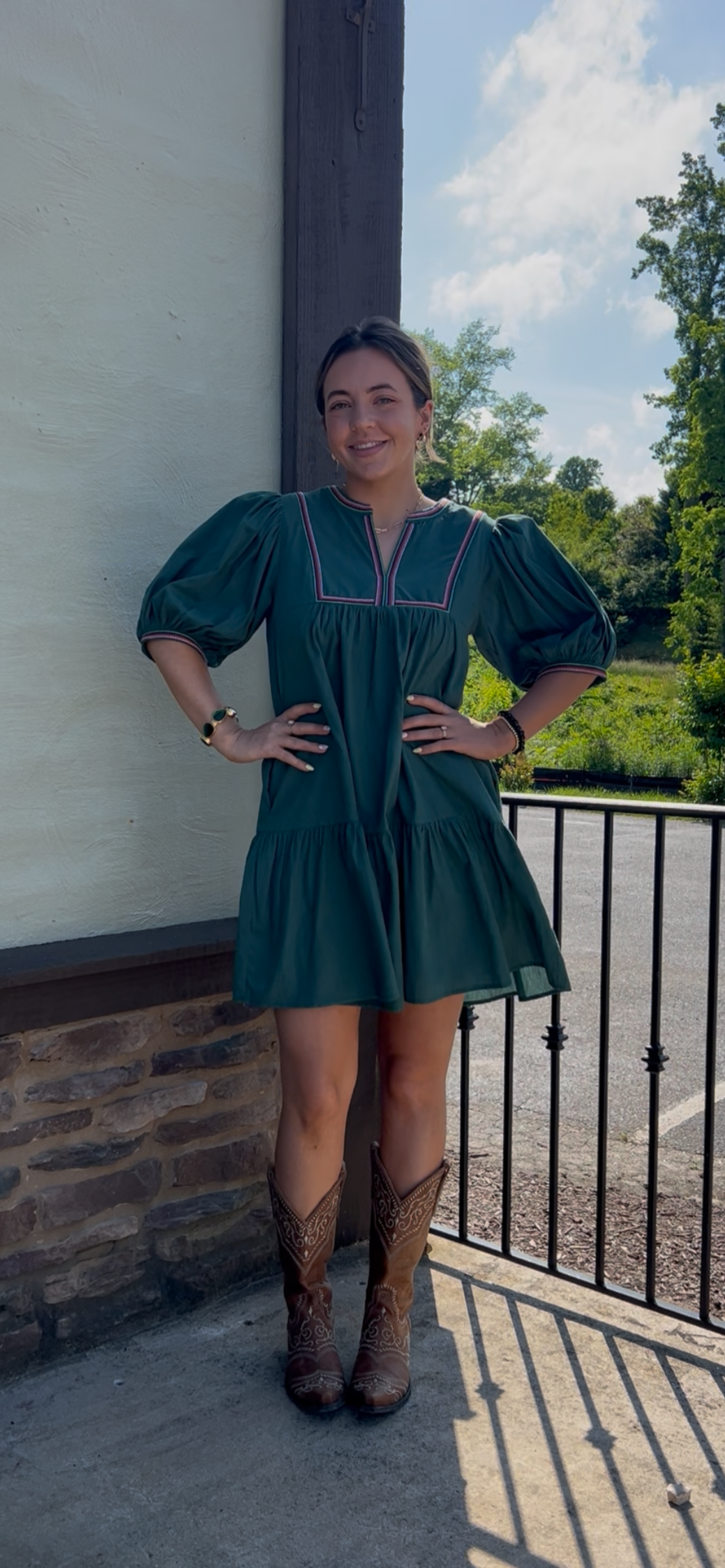 Pinch Tapered Trim Detail Mini Dress