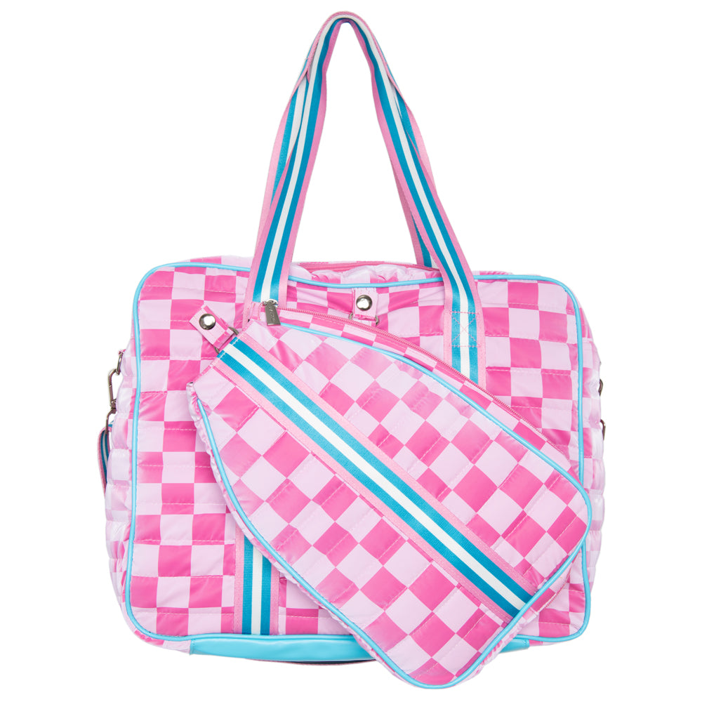 Pink Checkerprint Pickleball Bag