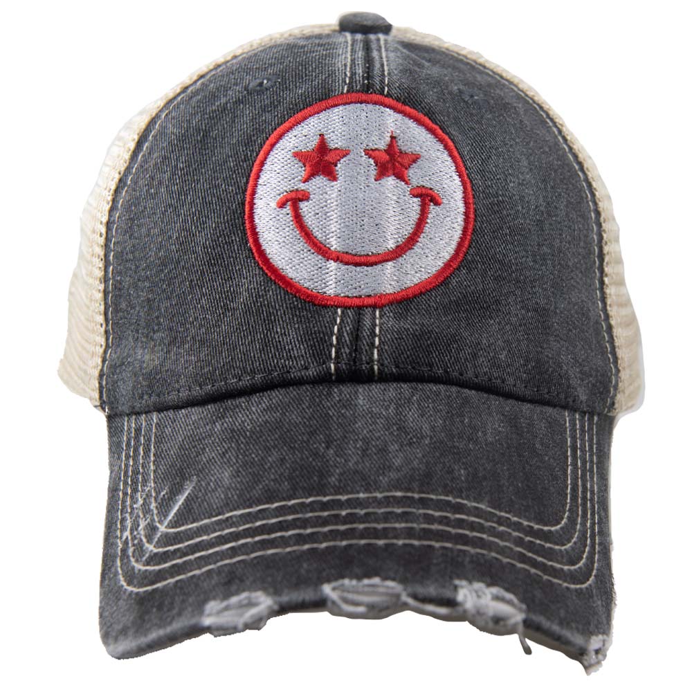 Star Eyed Happy Face Trucker Hat