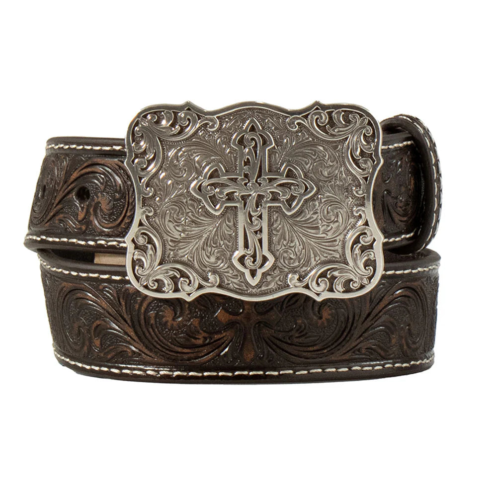 Nocona YouthWestern Embossed Belt with Cross Buckle