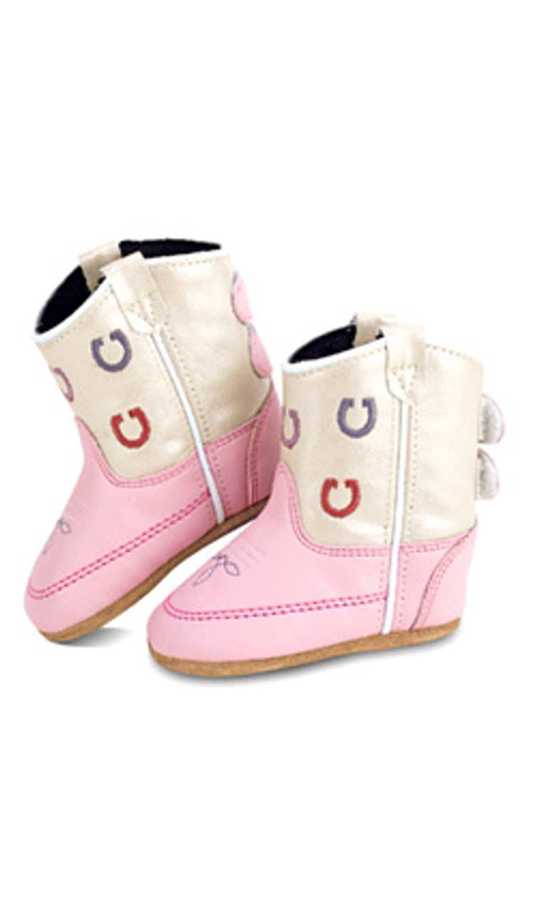 Old West Infant Girls White and Pink Horseshoe Poppets