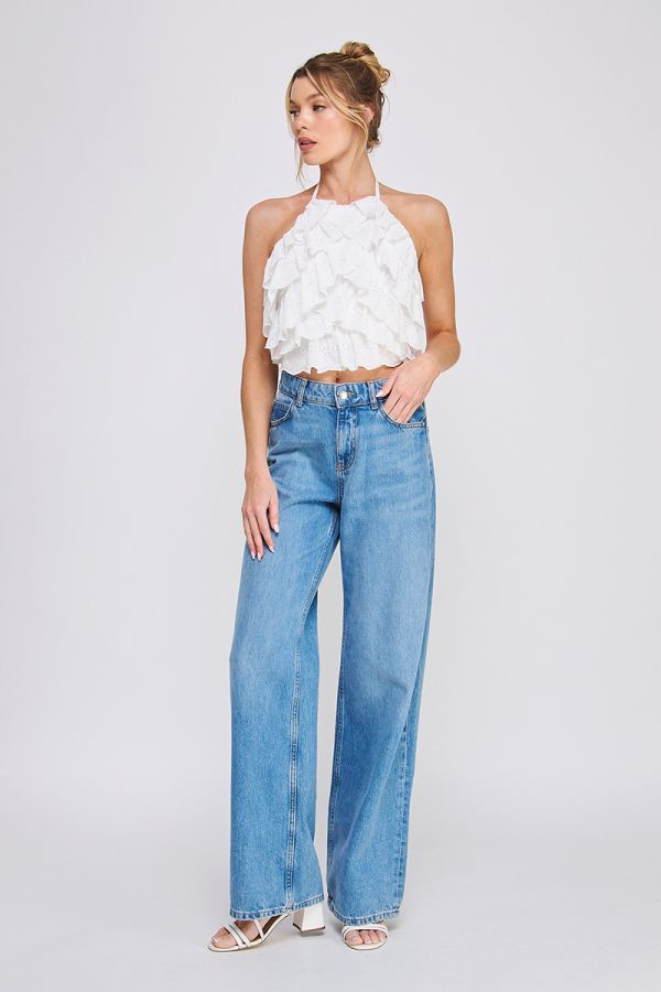 Allie Rose Mini Ruffles Halter with Tie Waist Back
