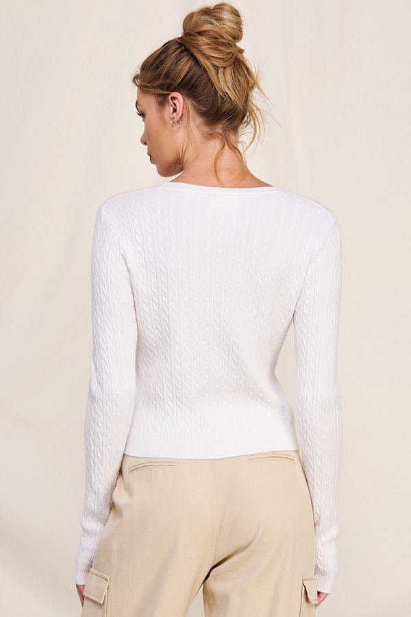 Allie Rose Soft Cable Knit Pullover