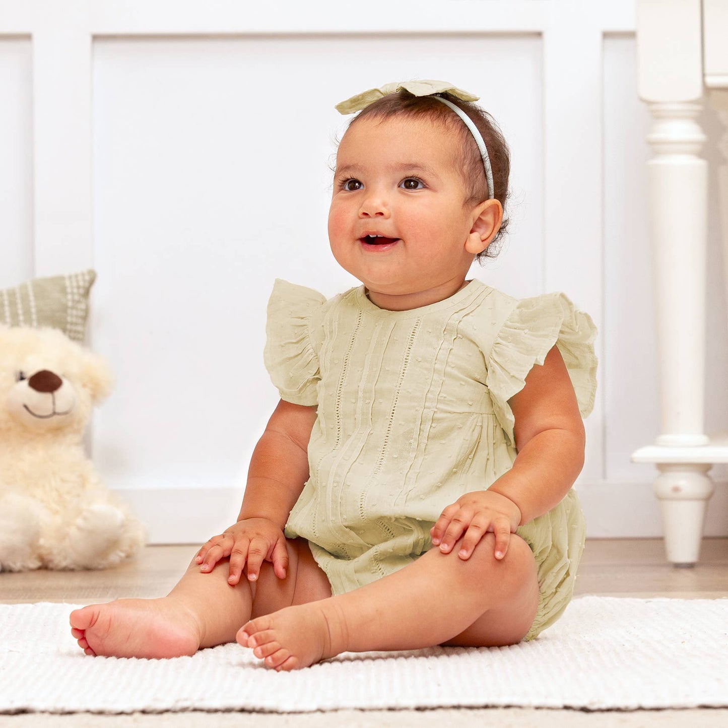 Tesa Babe - Daphne Sage Swiss Dot Cotton Easter Bodysuit
