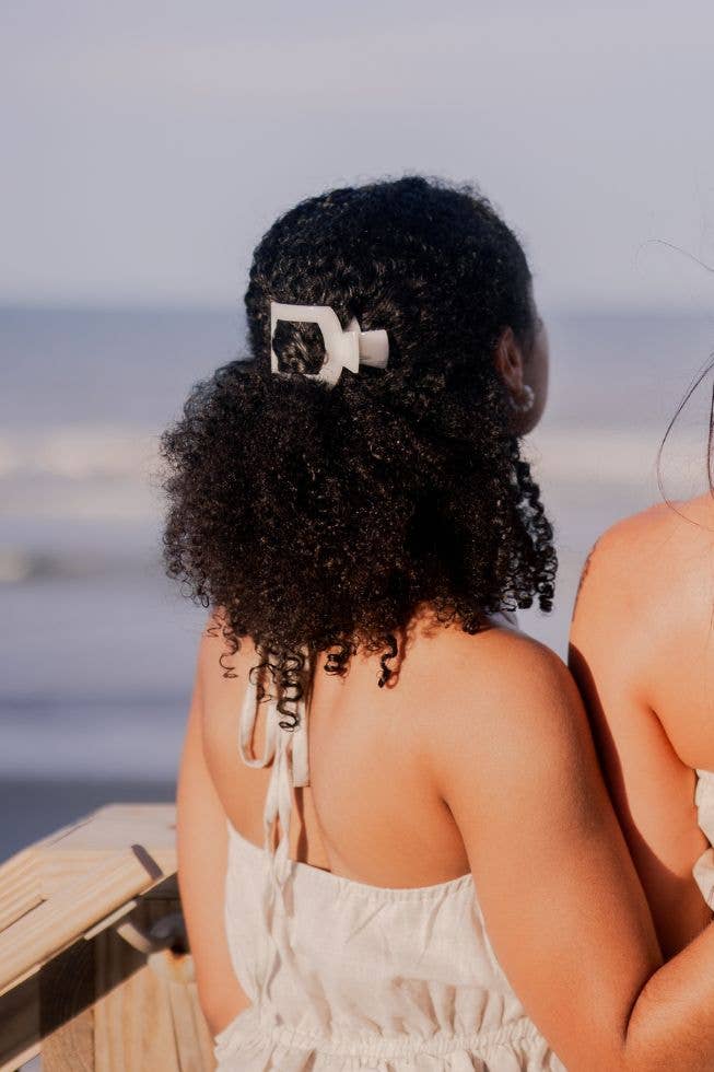 TELETIES - Square Flat Hair Clip | Small | Coconut White