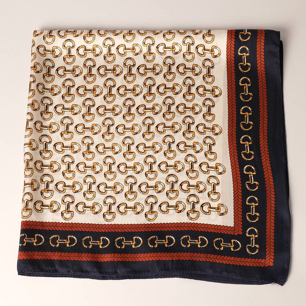 Fashion City - Satin Horsebit Print Light Weight Soft Scarf