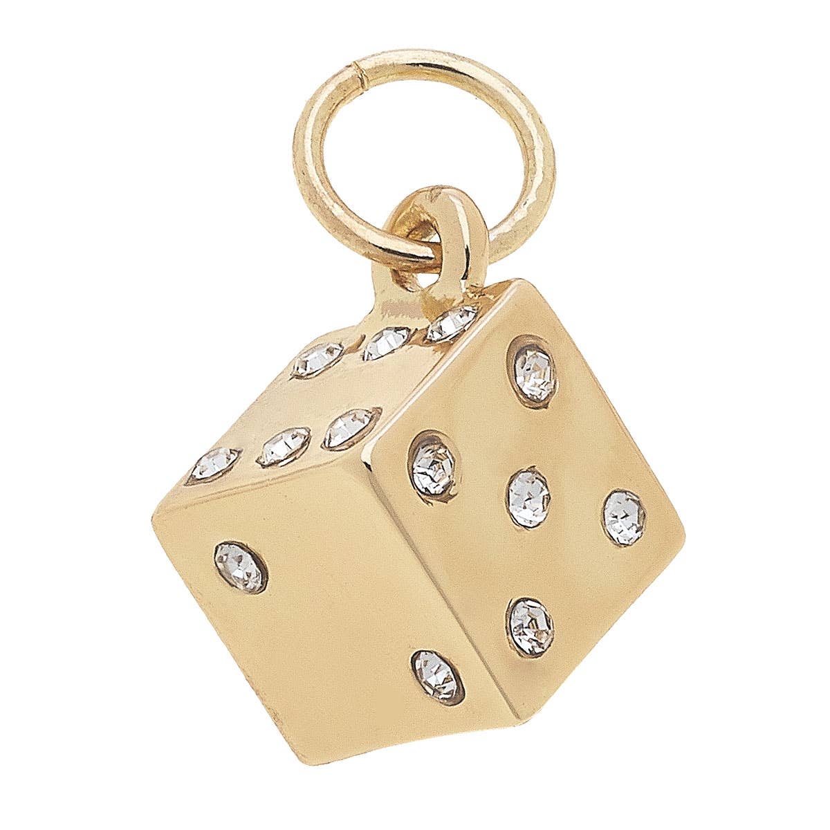 Canvas Style - Pave Dice Charm in Shiny Gold