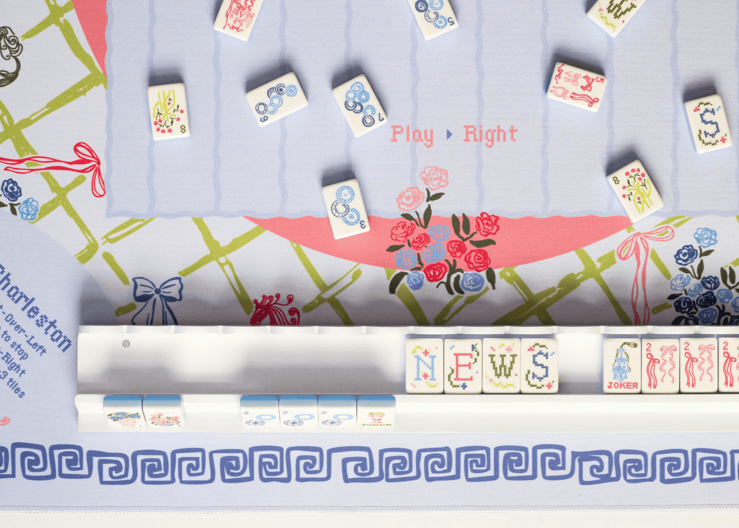 Miss Mahjong - Wood Racks with Scalloped Pusher