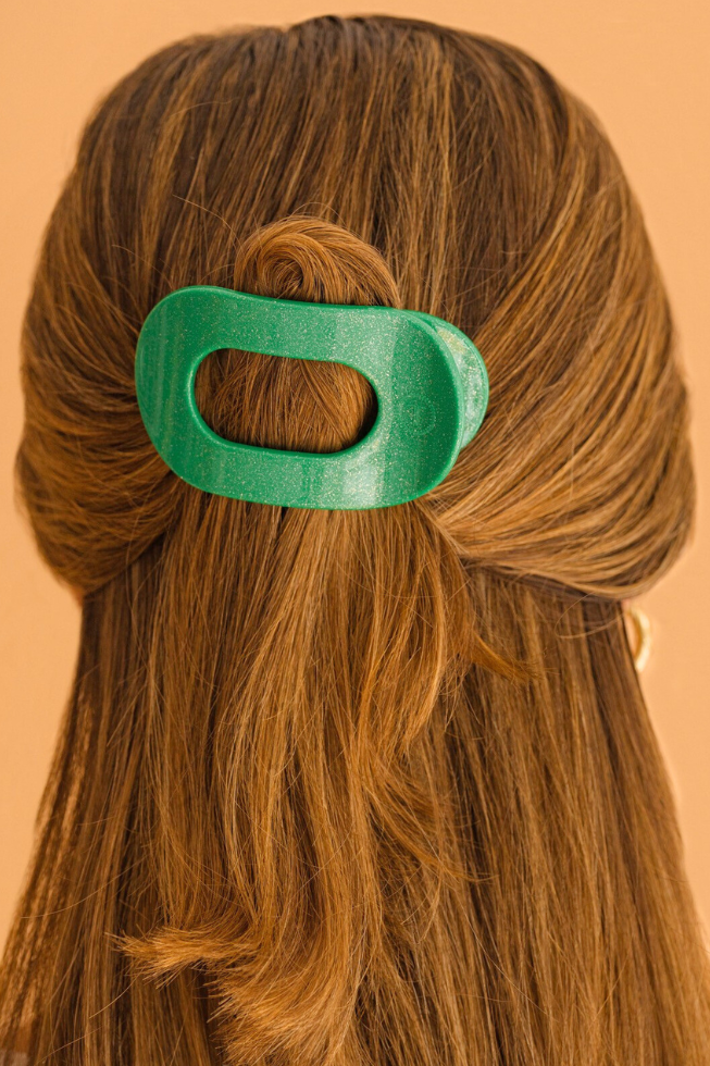 TELETIES - Round Flat Hair Clip | Small | Shamrock Shimmer