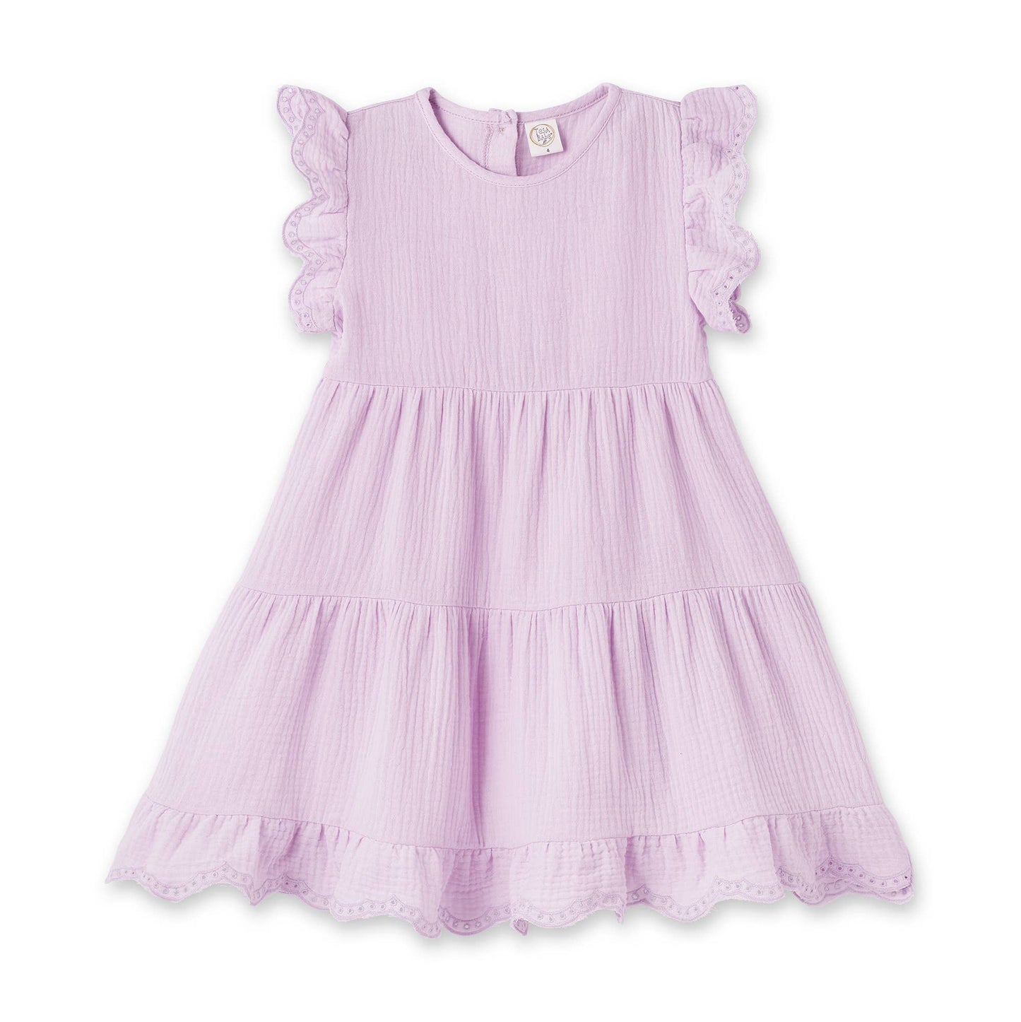 Tesa Babe - Lavender Eyelet Flutter Sleeve Gauze Dress