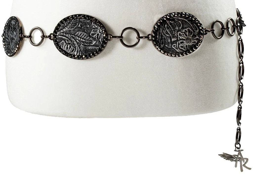 Angel Ranch Womens Oval Concho Black Belt