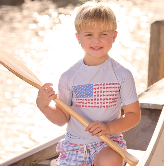 Sugar Bee Clothing - Kids Summer Swimwear - Rashguard - Coastal Crab