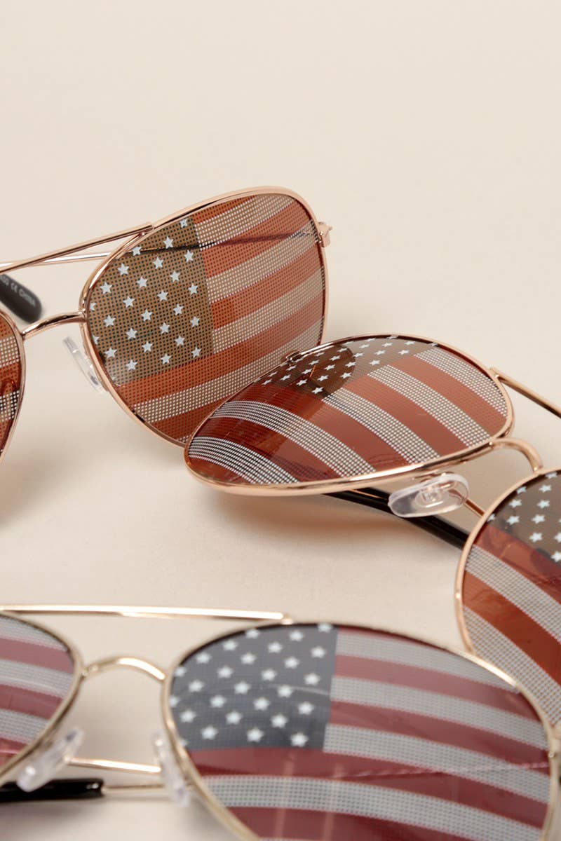 Fashion City - USA American Flags Aviator Sunglasses
