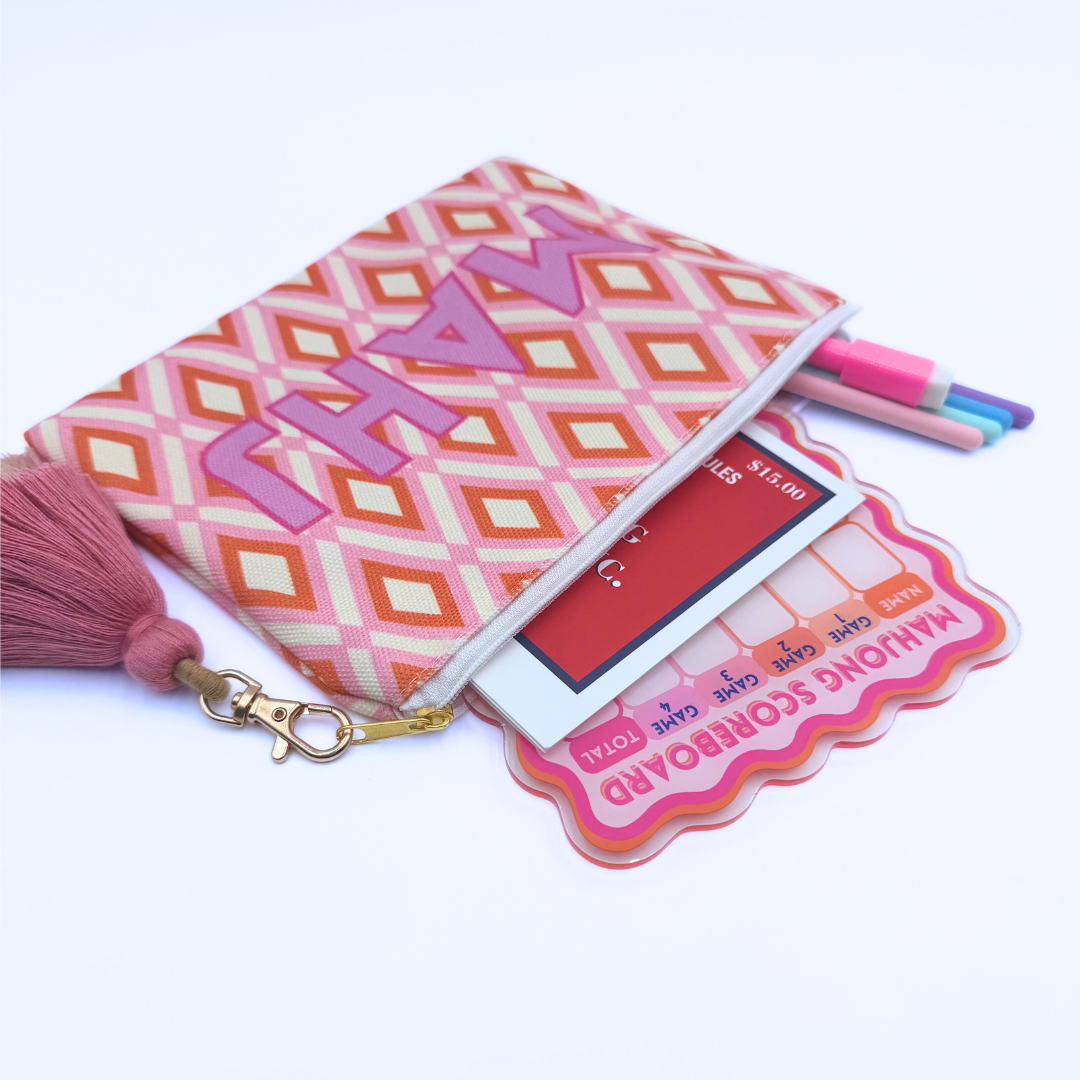 My Fair Mahjong - Mahjong Card & Accessory Bag  |  Fits Oversized League Cards & Mini 20mm Mahjong Tile Sets