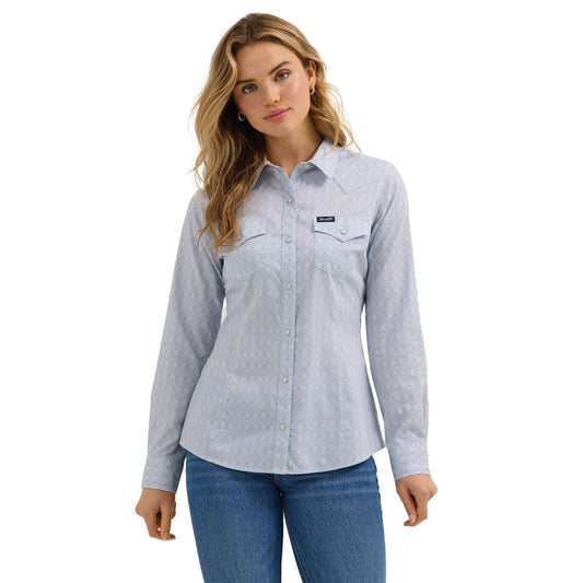 Wrangler All Occasion Western Snap Shirt in Diamond Sky